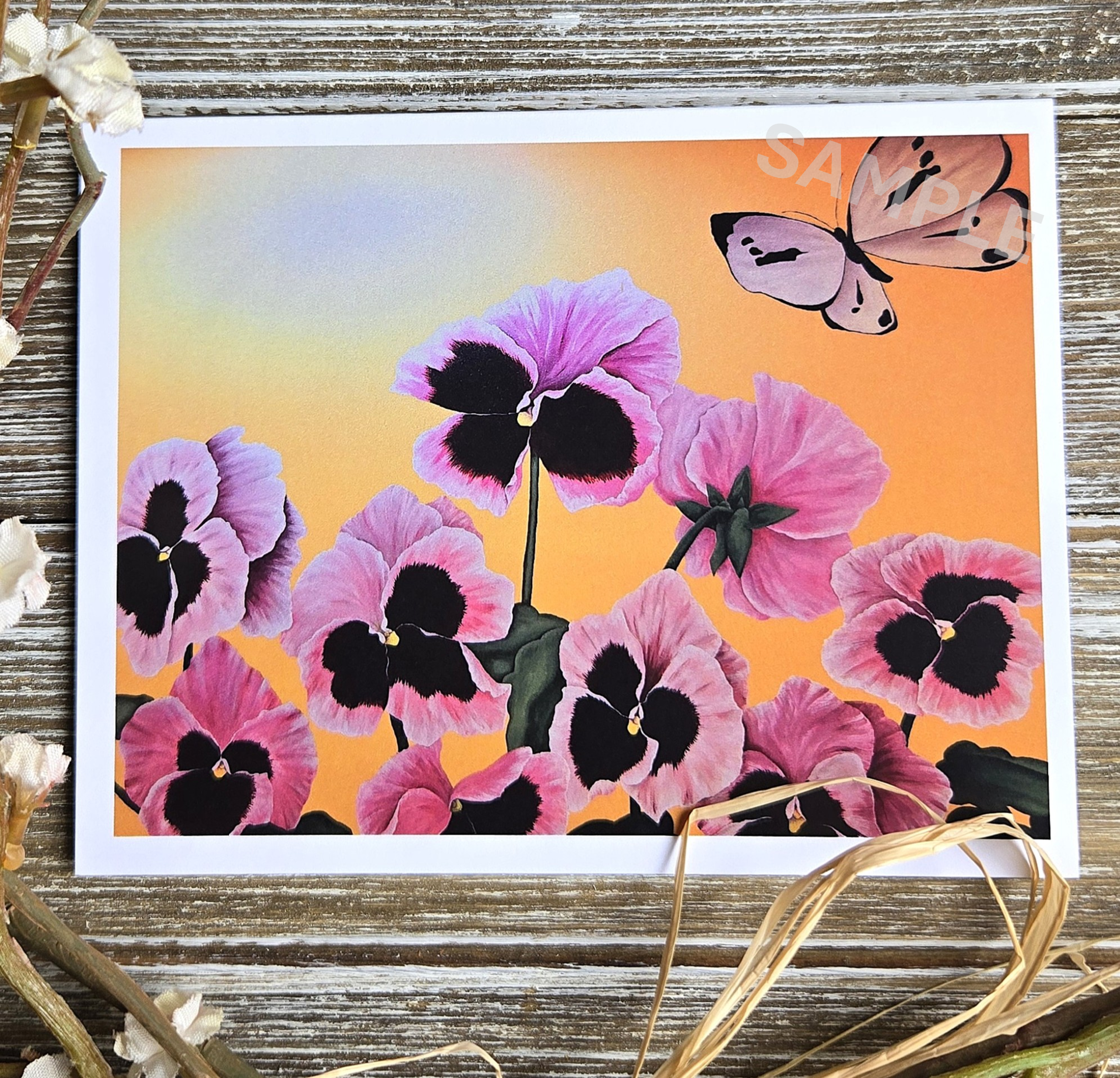 Butterfly & Pansies (Horizontal)