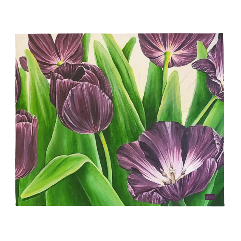 Purple Tulips Throw Blanket