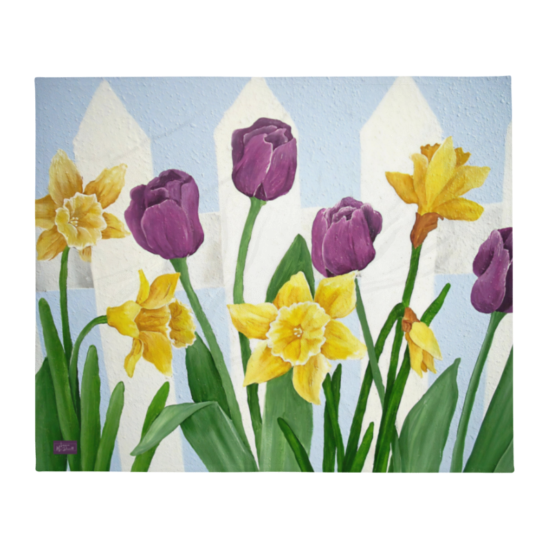 Tulips & Daffodils Throw Blanket